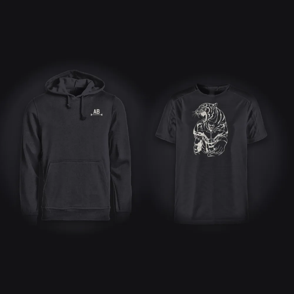 Day One bundle: BUILT, NOT GIVEN. hoodie and AB Heavy Tee in iron black